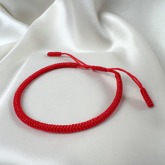 Bracelet Tibétain en Tresse Rouge - Bien-Être Minéral -